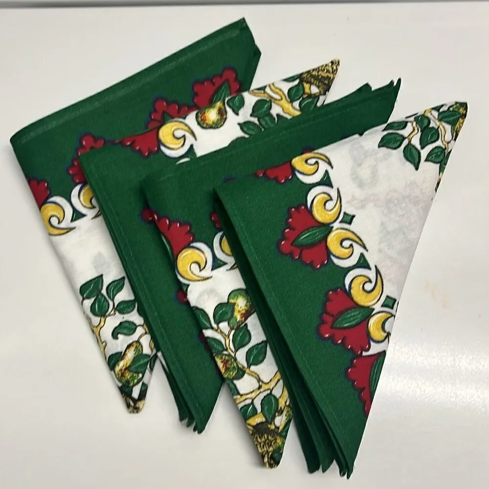 Wilton Court Cotton Cloth Napkins Partridge in A Pear Tree Christmas Table Decor